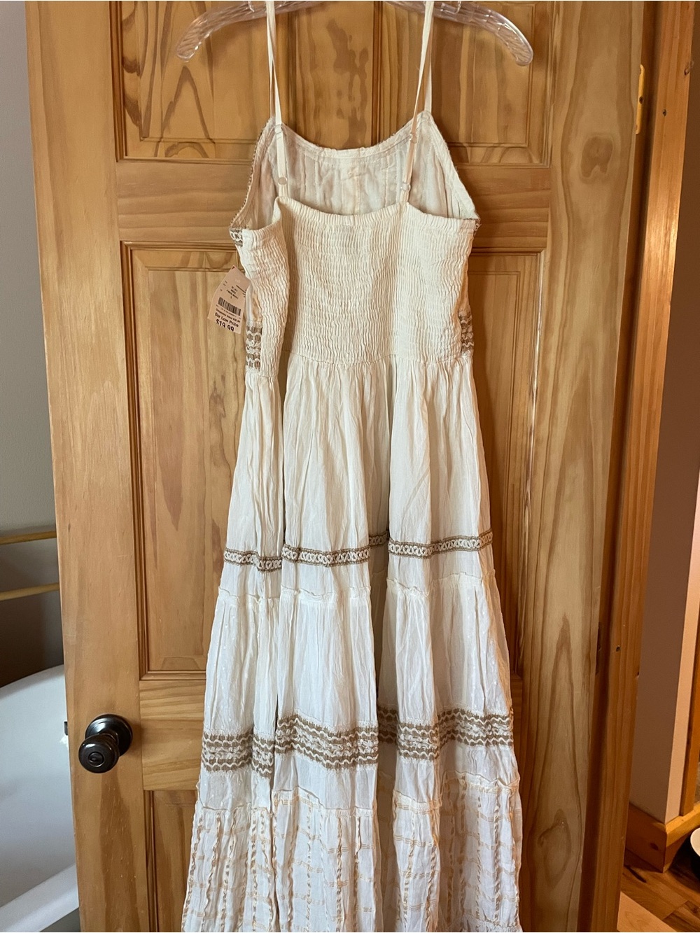 White Tiered Maxi Dress with Lace Trim - Picture 3 of 6